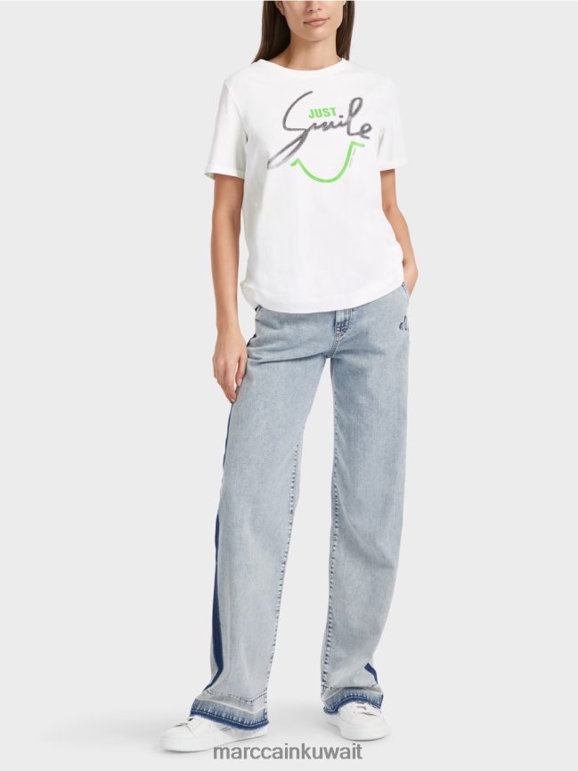 Marc Cain تيشيرت "إعادة التفكير معًا" لامع LVN0D61304 ملابس أبيض مصفر