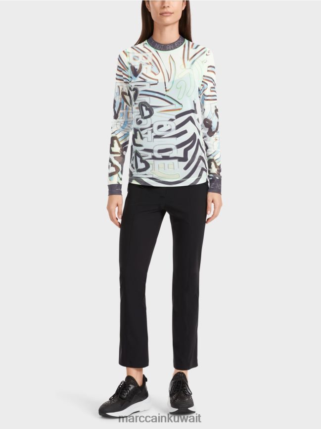 Marc Cain قميص تول مرن بأكمام طويلة LVN0D61306 ملابس مسحوق ناعم أزرق