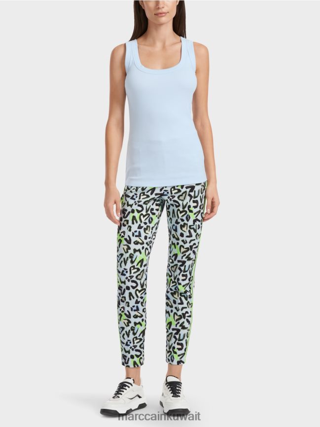 Marc Cain جزء علوي من القطن بدون أكمام LVN0D61307 ملابس مسحوق ناعم أزرق