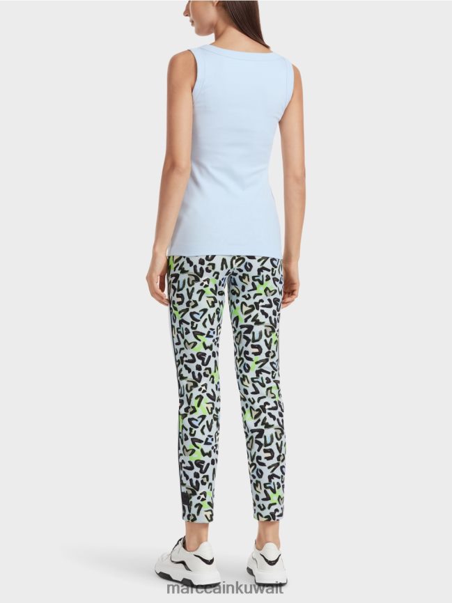 Marc Cain جزء علوي من القطن بدون أكمام LVN0D61307 ملابس مسحوق ناعم أزرق