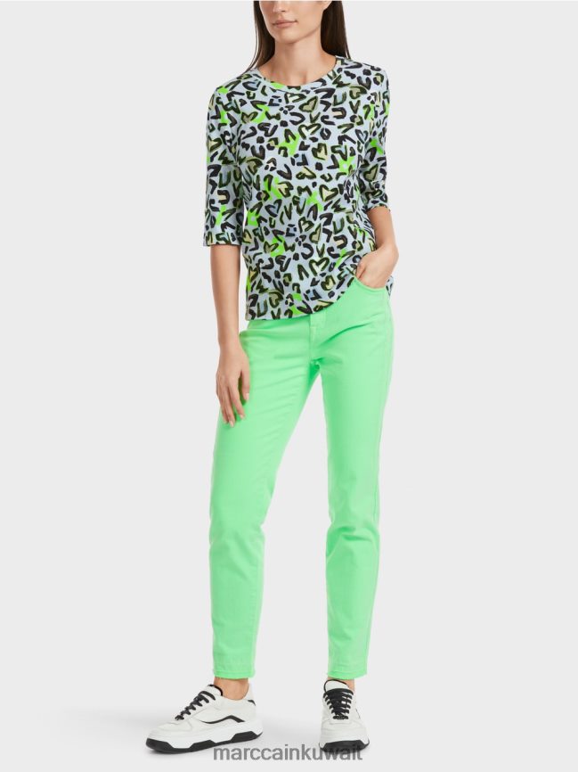 Marc Cain تي شيرت بطبعة على كامل التصميم LVN0D61308 ملابس مسحوق ناعم أزرق