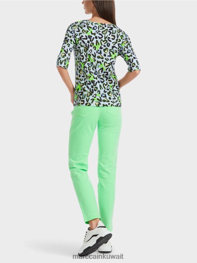 Marc Cain تي شيرت بطبعة على كامل التصميم LVN0D61308 ملابس مسحوق ناعم أزرق