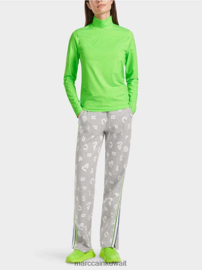 Marc Cain قميص بأكمام طويلة يعانق الجسم LVN0D61309 ملابس أخضر صادم مشرق