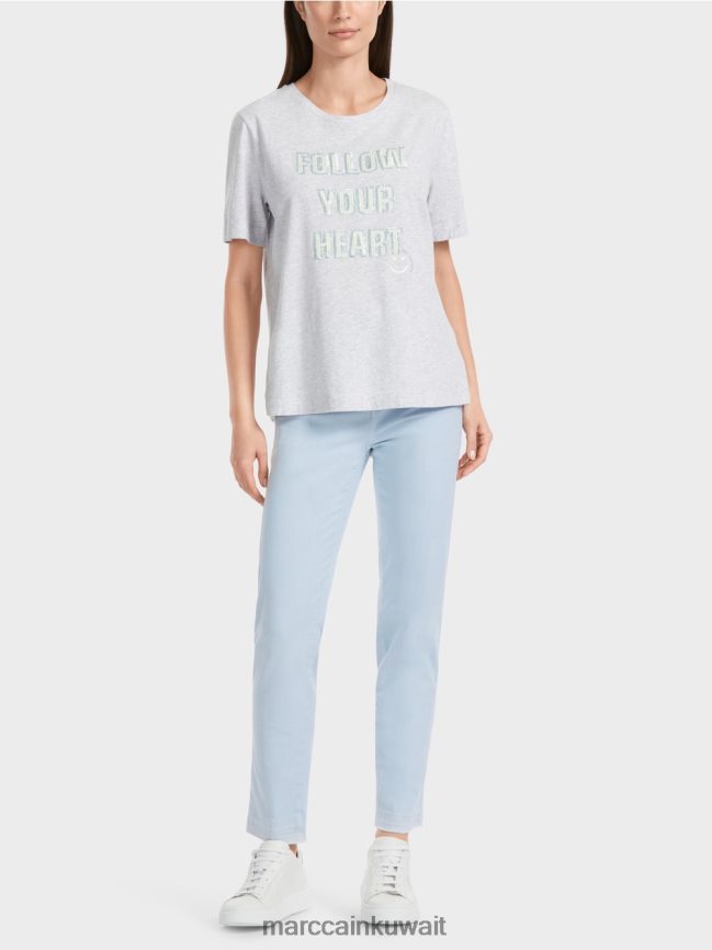 Marc Cain تي شيرت بزخارف الترتر LVN0D61310 ملابس الرمادي الفضي