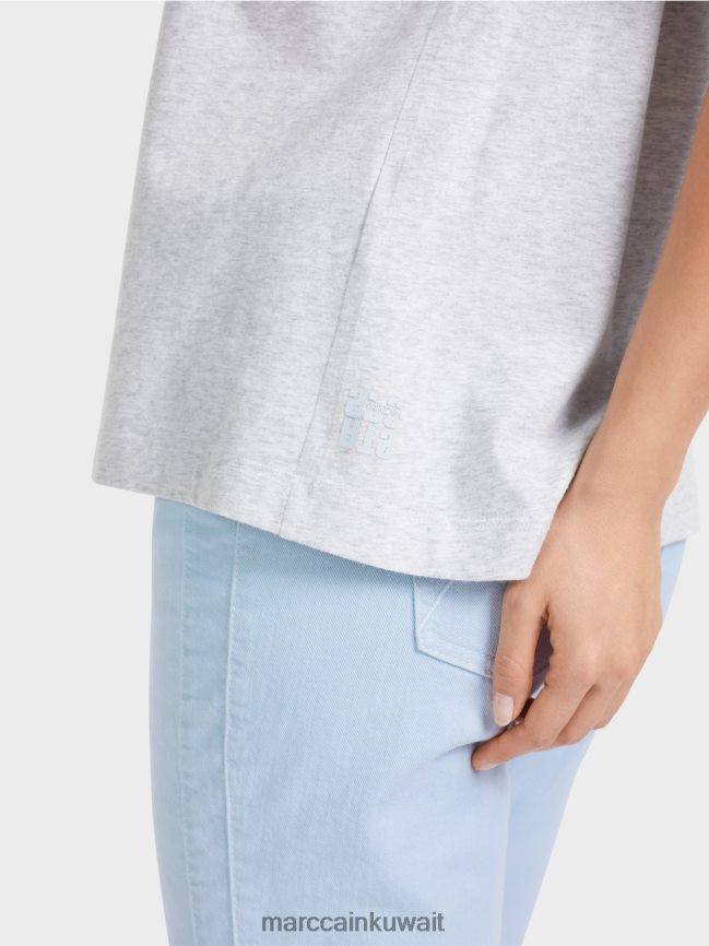 Marc Cain تي شيرت بزخارف الترتر LVN0D61310 ملابس الرمادي الفضي