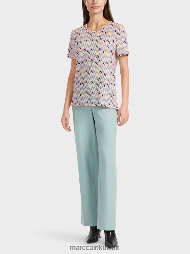 Marc Cain تي شيرت مع التصميم الجرافيكي LVN0D61314 ملابس السماء الزرقاء الداكنة