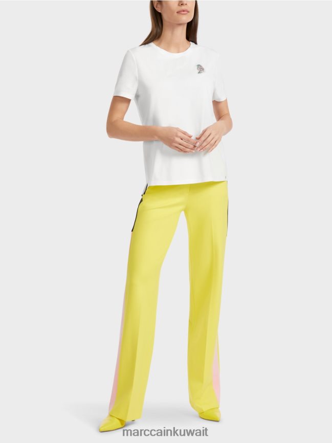 Marc Cain تي شيرت مع تطبيق الطيور LVN0D61317 ملابس أبيض