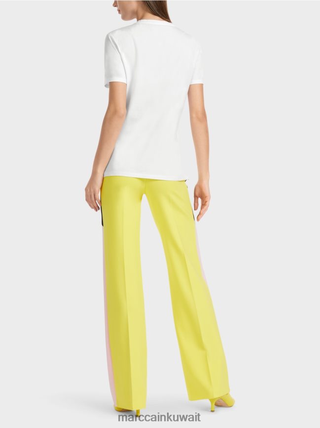 Marc Cain تي شيرت مع تطبيق الطيور LVN0D61317 ملابس أبيض