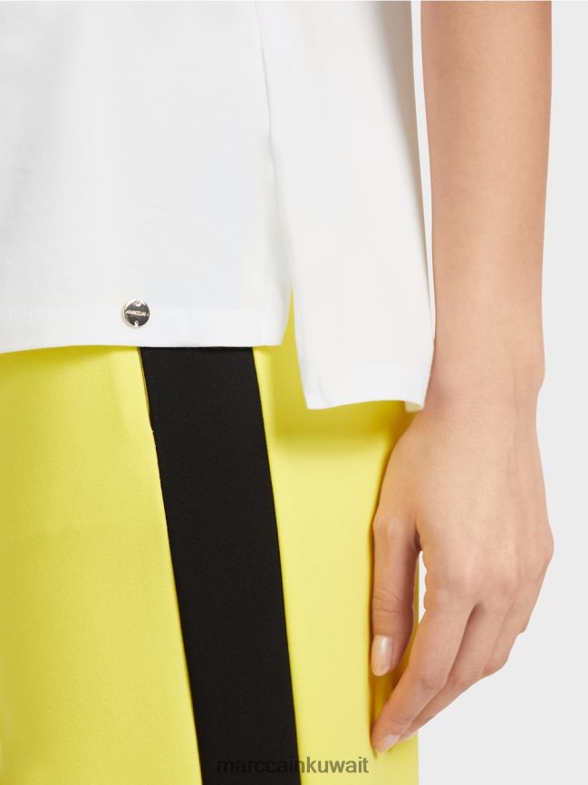 Marc Cain تي شيرت مع تطبيق الطيور LVN0D61317 ملابس أبيض