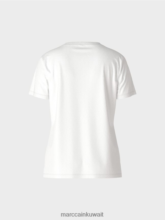 Marc Cain تي شيرت مع تطبيق الطيور LVN0D61317 ملابس أبيض