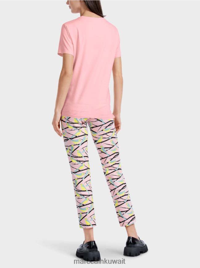Marc Cain تي شيرت مع تطبيق الطيور LVN0D61326 ملابس مسحوق وردي ناعم
