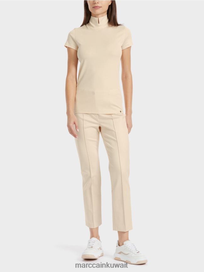 Marc Cain تي شيرت برقبة عالية LVN0D61329 ملابس كريم غامق