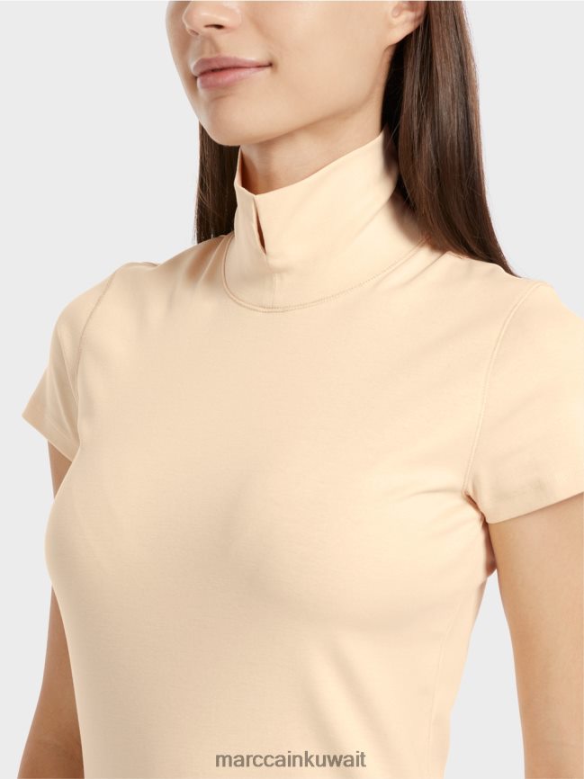 Marc Cain تي شيرت برقبة عالية LVN0D61329 ملابس كريم غامق