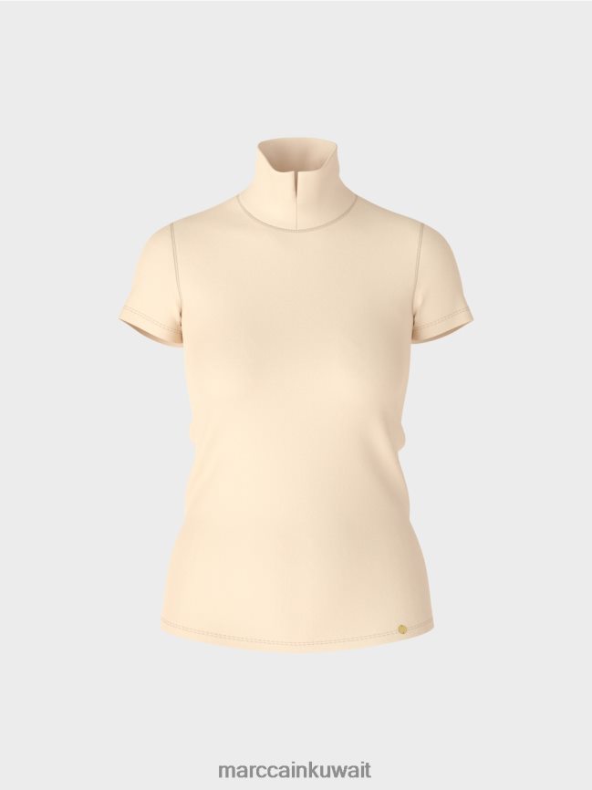 Marc Cain تي شيرت برقبة عالية LVN0D61329 ملابس كريم غامق