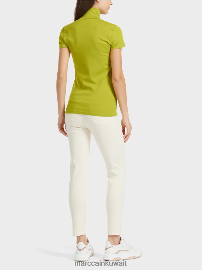 Marc Cain تي شيرت برقبة عالية LVN0D61331 ملابس زيتون أخضر ساطع