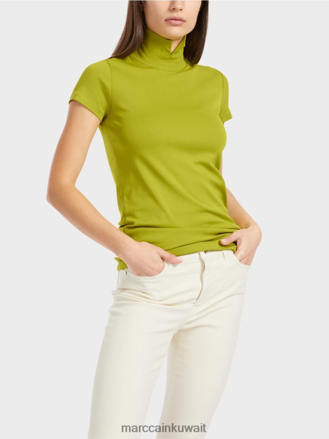 Marc Cain تي شيرت برقبة عالية LVN0D61331 ملابس زيتون أخضر ساطع