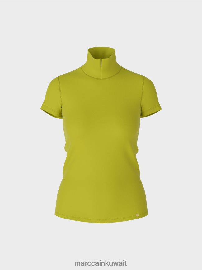 Marc Cain تي شيرت برقبة عالية LVN0D61331 ملابس زيتون أخضر ساطع