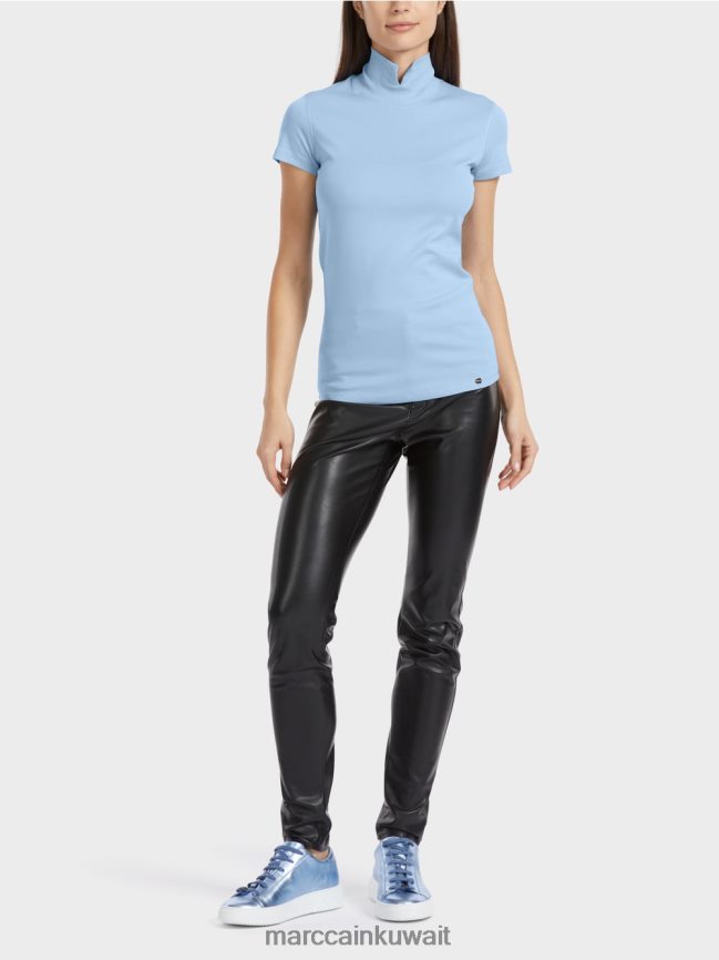 Marc Cain تي شيرت برقبة عالية LVN0D61334 ملابس سماء الصيف المظلمة