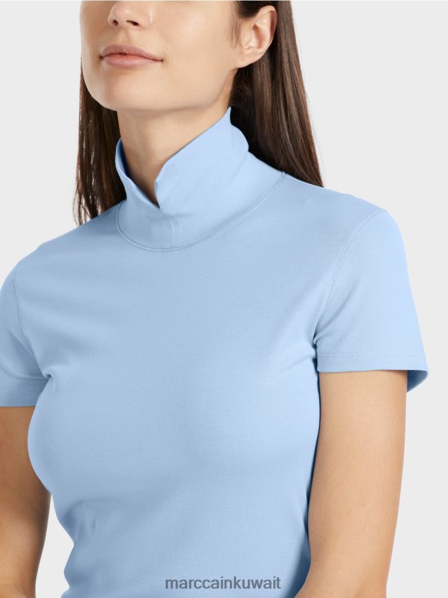 Marc Cain تي شيرت برقبة عالية LVN0D61334 ملابس سماء الصيف المظلمة