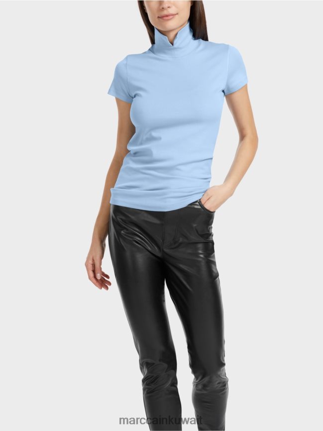 Marc Cain تي شيرت برقبة عالية LVN0D61334 ملابس سماء الصيف المظلمة