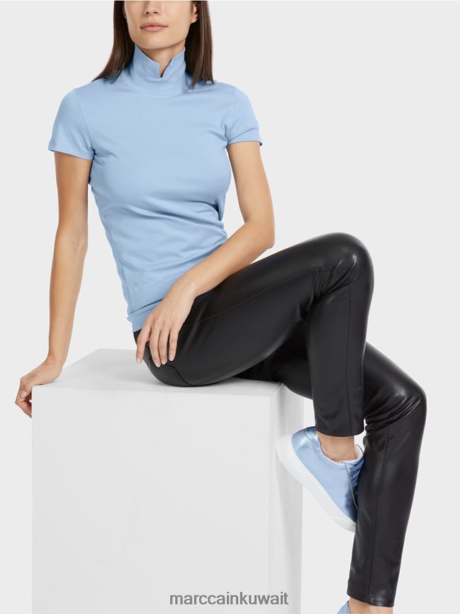 Marc Cain تي شيرت برقبة عالية LVN0D61334 ملابس سماء الصيف المظلمة