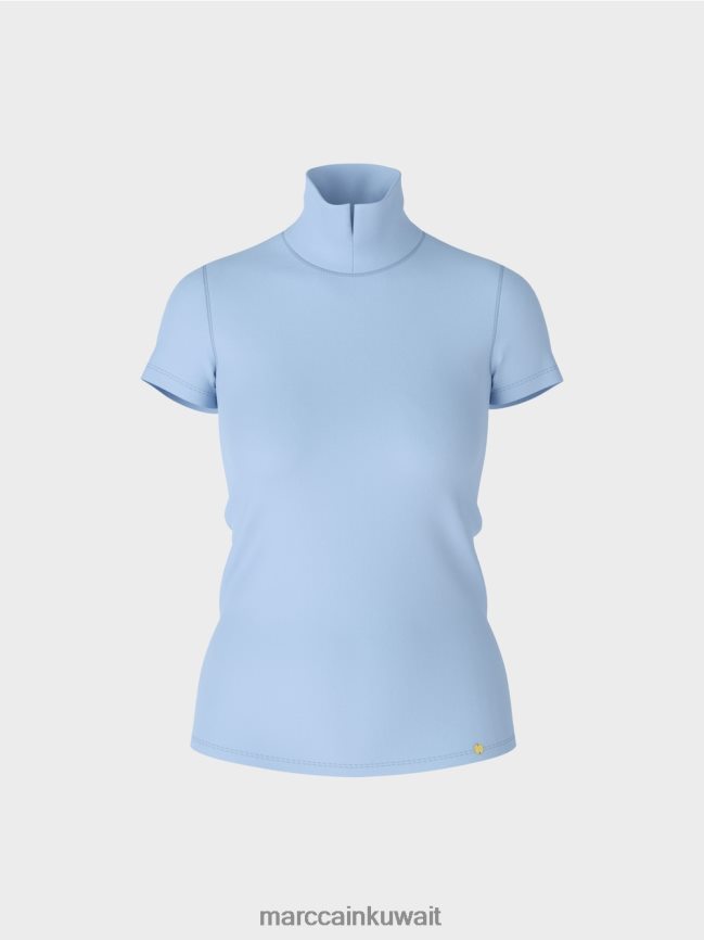 Marc Cain تي شيرت برقبة عالية LVN0D61334 ملابس سماء الصيف المظلمة