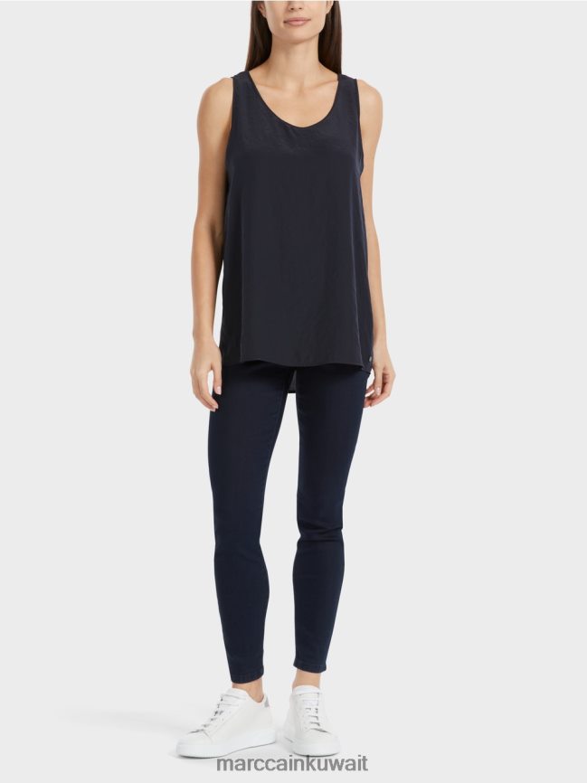 Marc Cain قمة خفيفة الوزن بلا أكمام LVN0D61343 ملابس منتصف الليل الأزرق