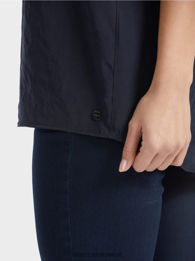 Marc Cain قمة خفيفة الوزن بلا أكمام LVN0D61343 ملابس منتصف الليل الأزرق