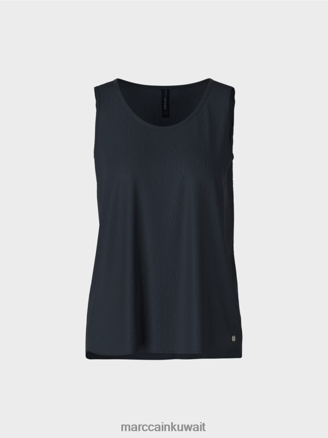 Marc Cain قمة خفيفة الوزن بلا أكمام LVN0D61343 ملابس منتصف الليل الأزرق