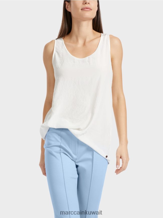 Marc Cain قمة خفيفة الوزن بلا أكمام LVN0D61344 ملابس أبيض مصفر