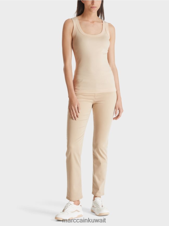 Marc Cain أعلى الخزان مضلع غرامة LVN0D61345 ملابس كريم غامق
