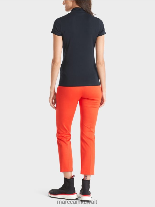 Marc Cain تي شيرت برقبة عالية LVN0D61346 ملابس منتصف الليل الأزرق