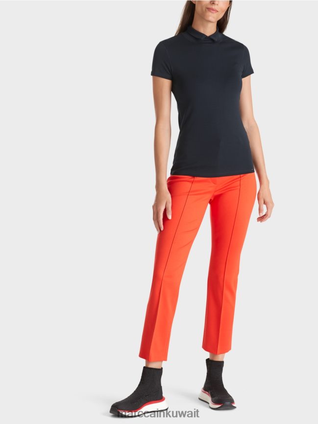 Marc Cain تي شيرت برقبة عالية LVN0D61346 ملابس منتصف الليل الأزرق