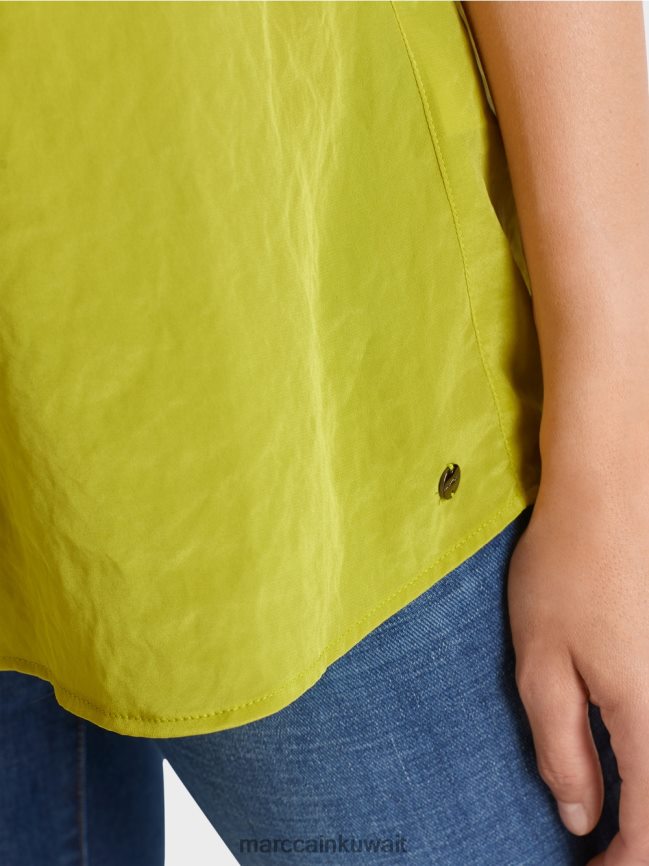 Marc Cain قمة خفيفة الوزن بلا أكمام LVN0D61348 ملابس زيتون أخضر ساطع