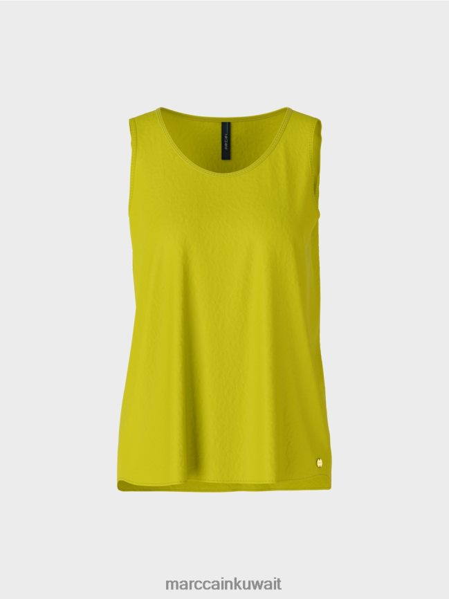 Marc Cain قمة خفيفة الوزن بلا أكمام LVN0D61348 ملابس زيتون أخضر ساطع