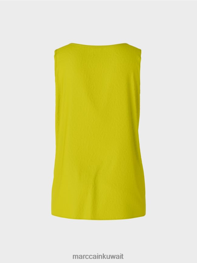 Marc Cain قمة خفيفة الوزن بلا أكمام LVN0D61348 ملابس زيتون أخضر ساطع