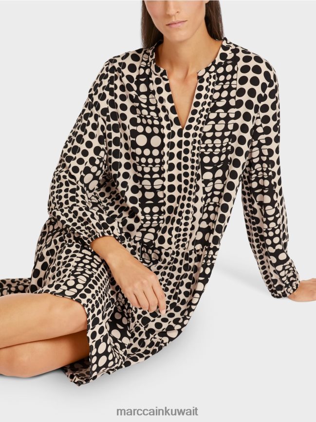 Marc Cain فستان من البوليستر المعاد تدويره LVN0D6134 ملابس أسود