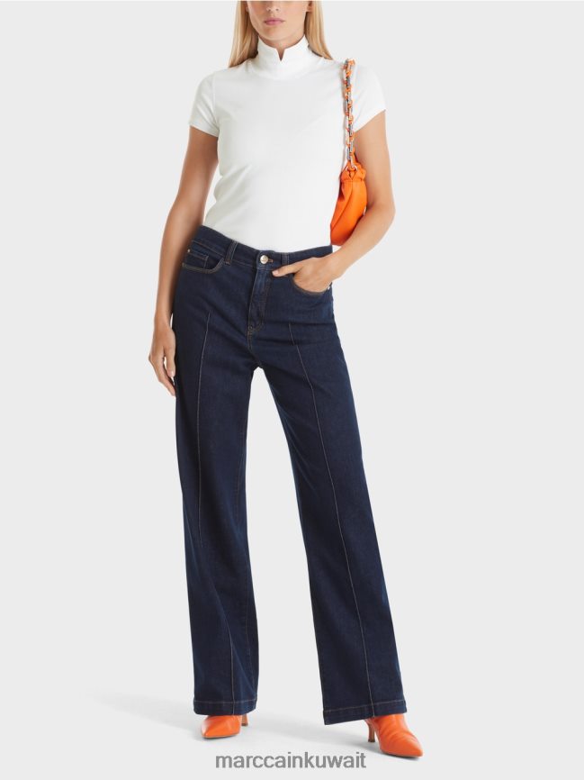 Marc Cain تي شيرت برقبة عالية LVN0D61351 ملابس أبيض