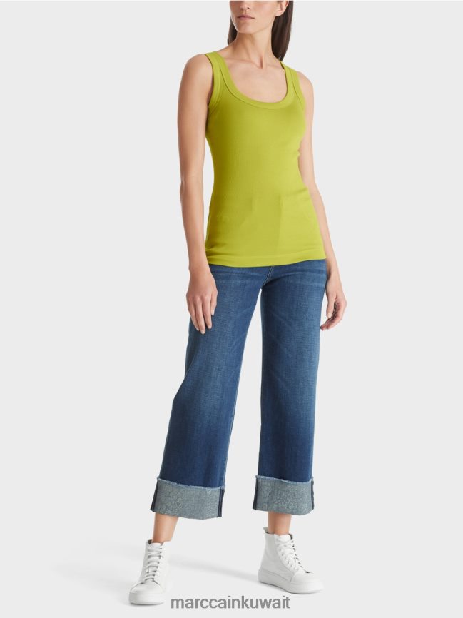 Marc Cain أعلى الخزان مضلع غرامة LVN0D61352 ملابس زيتون أخضر ساطع