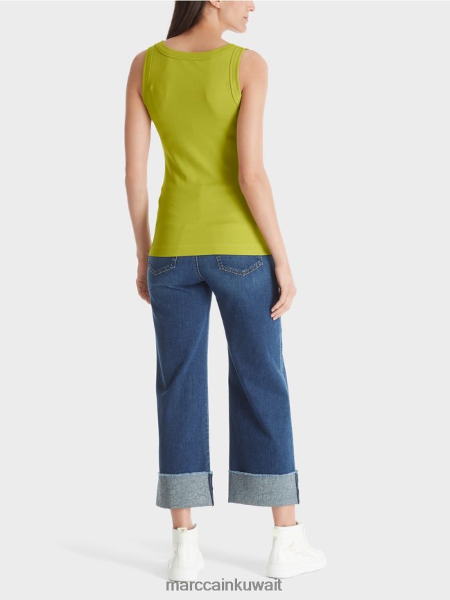 Marc Cain أعلى الخزان مضلع غرامة LVN0D61352 ملابس زيتون أخضر ساطع