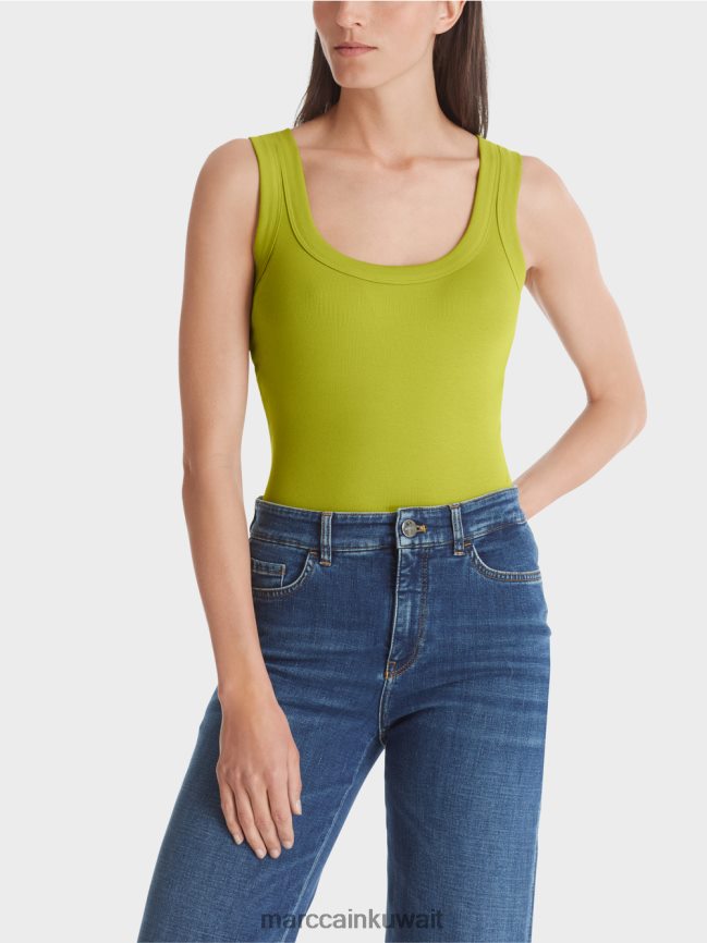 Marc Cain أعلى الخزان مضلع غرامة LVN0D61352 ملابس زيتون أخضر ساطع
