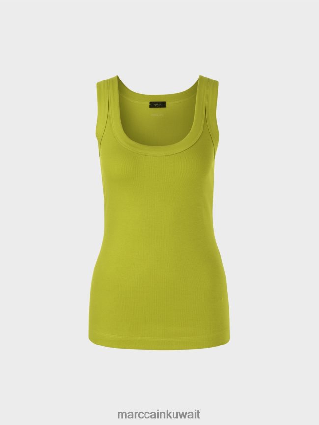 Marc Cain أعلى الخزان مضلع غرامة LVN0D61352 ملابس زيتون أخضر ساطع