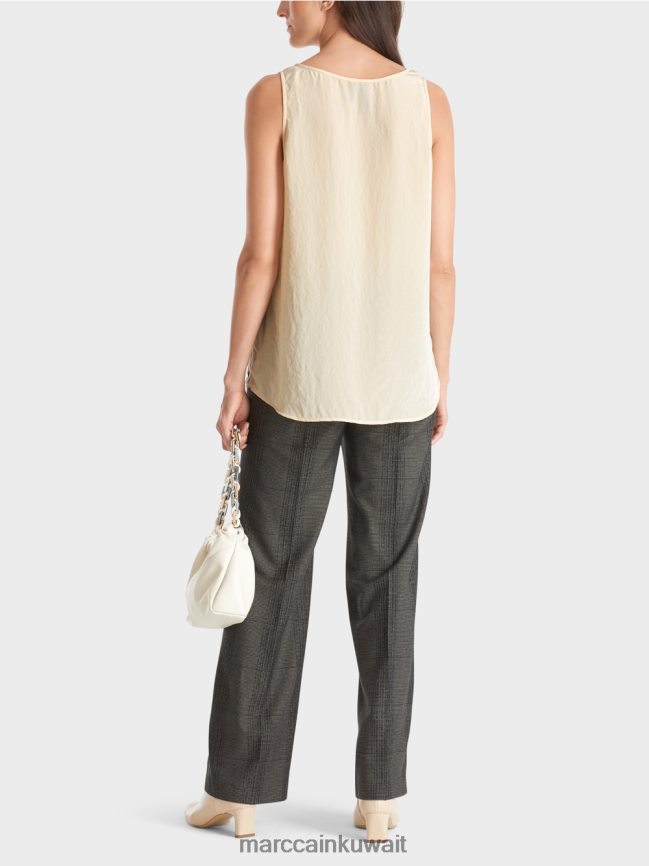 Marc Cain قمة خفيفة الوزن بلا أكمام LVN0D61353 ملابس كريم غامق