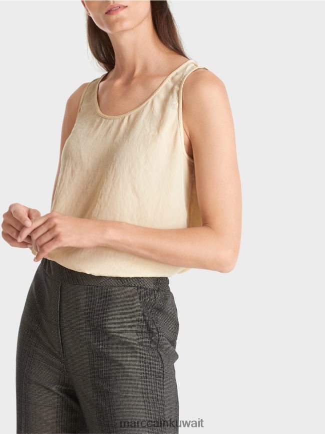 Marc Cain قمة خفيفة الوزن بلا أكمام LVN0D61353 ملابس كريم غامق