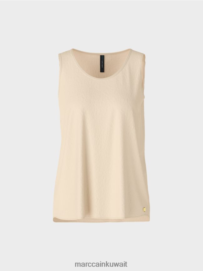 Marc Cain قمة خفيفة الوزن بلا أكمام LVN0D61353 ملابس كريم غامق