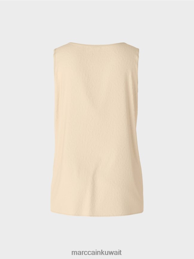 Marc Cain قمة خفيفة الوزن بلا أكمام LVN0D61353 ملابس كريم غامق