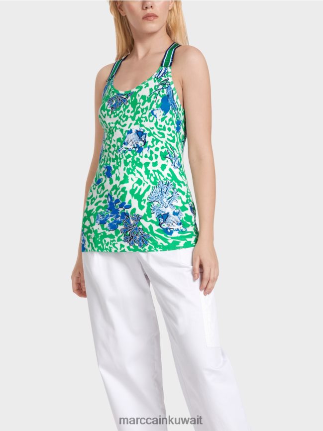 Marc Cain أعلى مع ظهر الملاكم LVN0D61356 ملابس ورقة ريحان مشرقة