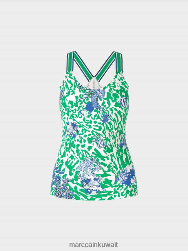 Marc Cain أعلى مع ظهر الملاكم LVN0D61356 ملابس ورقة ريحان مشرقة