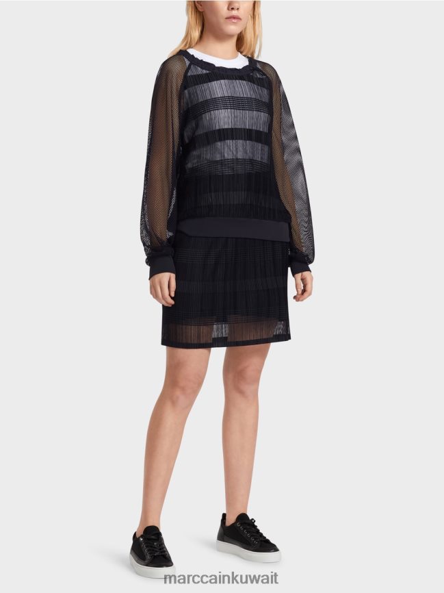 Marc Cain تيشيرت شفاف بأكمام طويلة LVN0D61360 ملابس منتصف الليل الأزرق