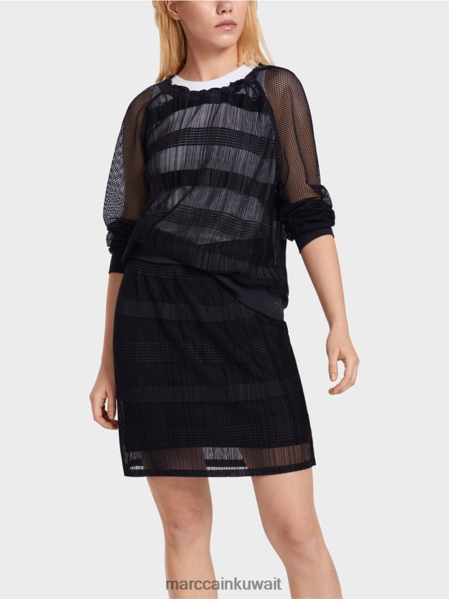 Marc Cain تيشيرت شفاف بأكمام طويلة LVN0D61360 ملابس منتصف الليل الأزرق